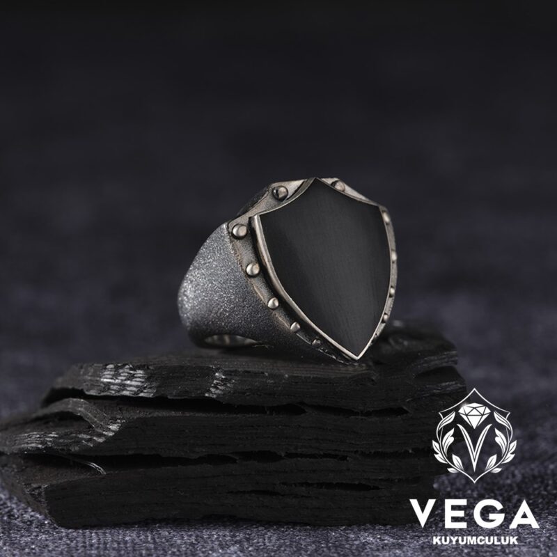 Kalkan Gümüş Erkek Yüzük