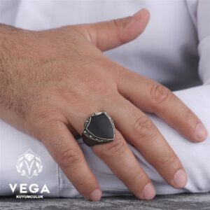 Kalkan Gümüş Erkek Yüzük