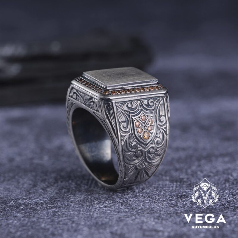 Kare Spor Gümüş Erkek Yüzük