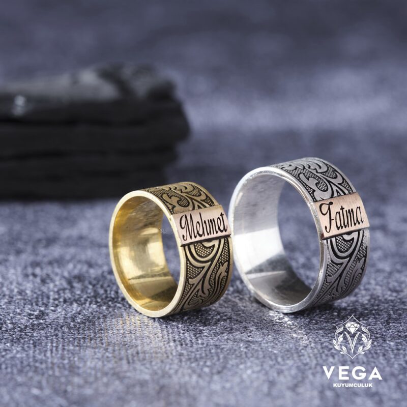 Kişiye Özel Gümüş Çift Alyans Yüzük Modeli