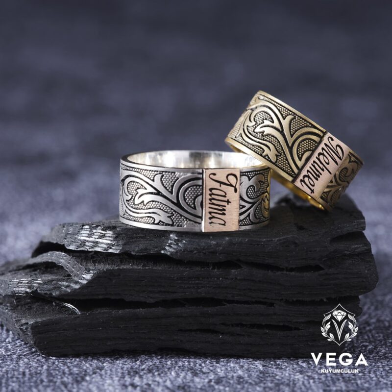 Kişiye Özel Gümüş Çift Alyans Yüzük Modeli