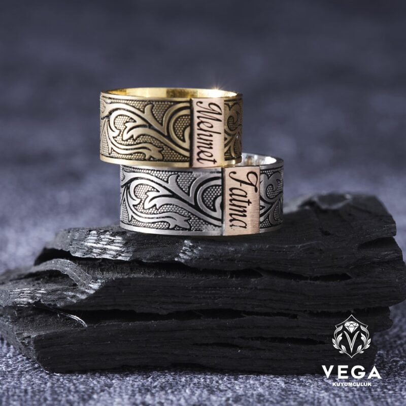 Kişiye Özel Gümüş Çift Alyans Yüzük Modeli