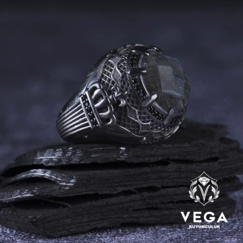 Labradorit Taşlı Gümüş Erkek Yüzük