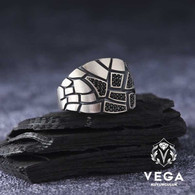 Mikron Taşlı Gümüş Erkek Yüzük