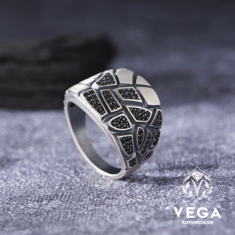 Mikron Taşlı Gümüş Erkek Yüzük
