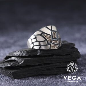 Sitrin Taşlı Gümüş Erkek Yüzük