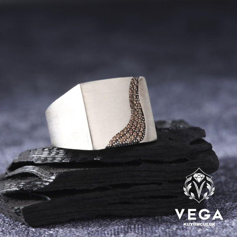 Sitrin Taşlı Gümüş Erkek Yüzük