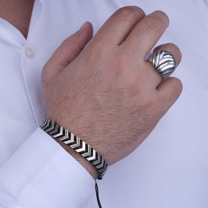 Mikron Taşlı Gümüş Erkek Yüzük