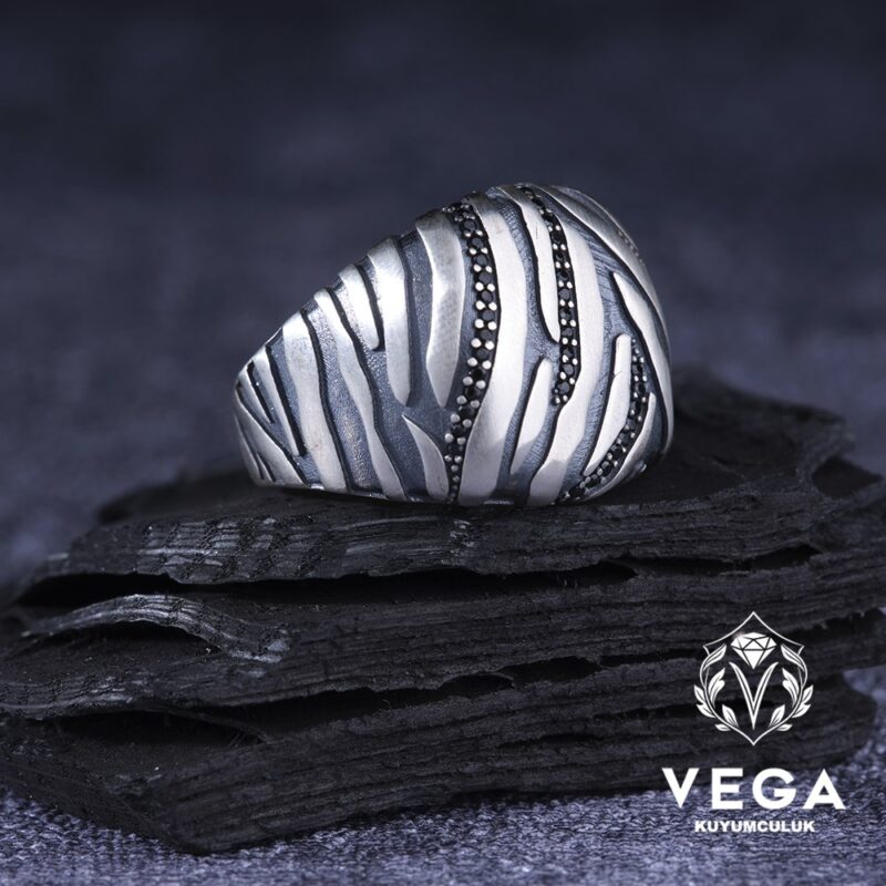 Mikron Taşlı Gümüş Erkek Yüzük