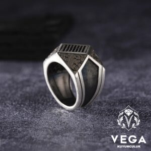 Mikron Taşlı Gümüş Erkek Yüzük