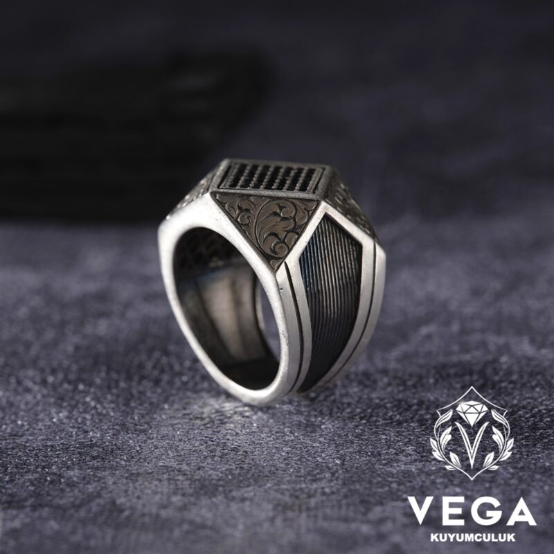 Mikron Taşlı Gümüş Erkek Yüzük