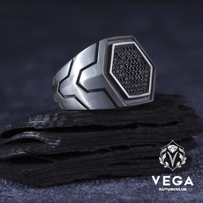 Altıgen Mikron Taşlı  Yüzük