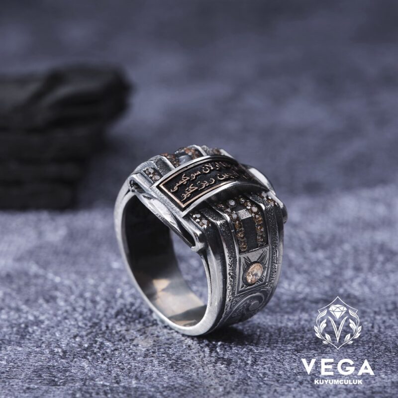 Onun Bana Olan Sevgisi Bana Rızıktır Gümüş Erkek Yüzük Modeli