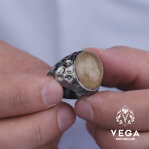 Rutil Kuvars Gümüş Erkek Yüzük