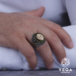 Üç Hilal Gümüş Erkek Yüzük