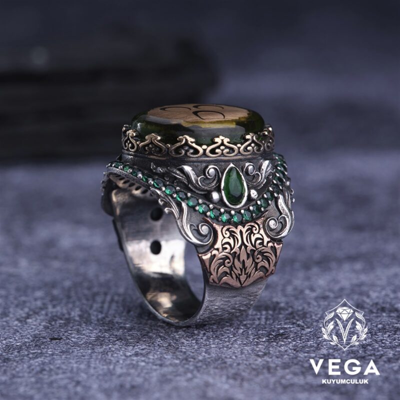 Üç Hilal Gümüş Erkek Yüzük