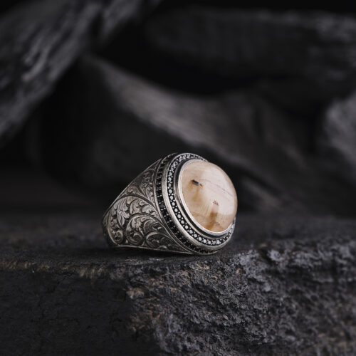 Rutil Kuvars Doğal Taş Yüzük Modeli