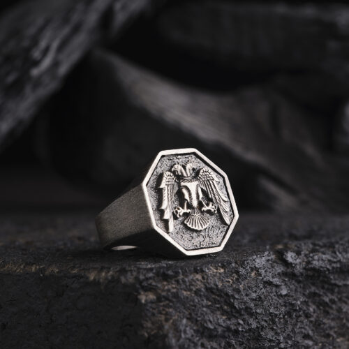 Çift Başlı Kartal Sekizgen Yüzük Modeli