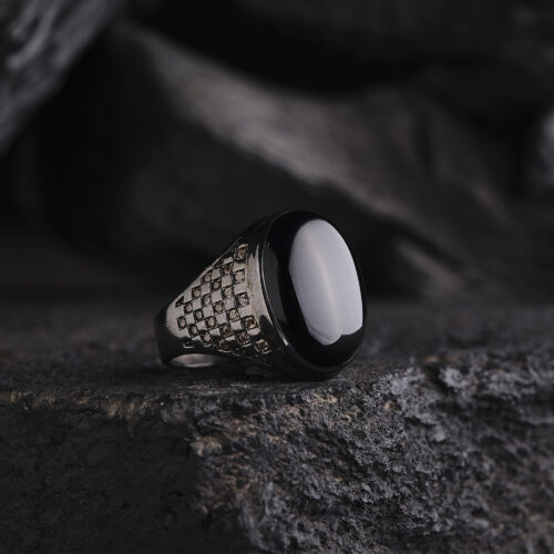 Siyah Onix Taşlı Yüzük