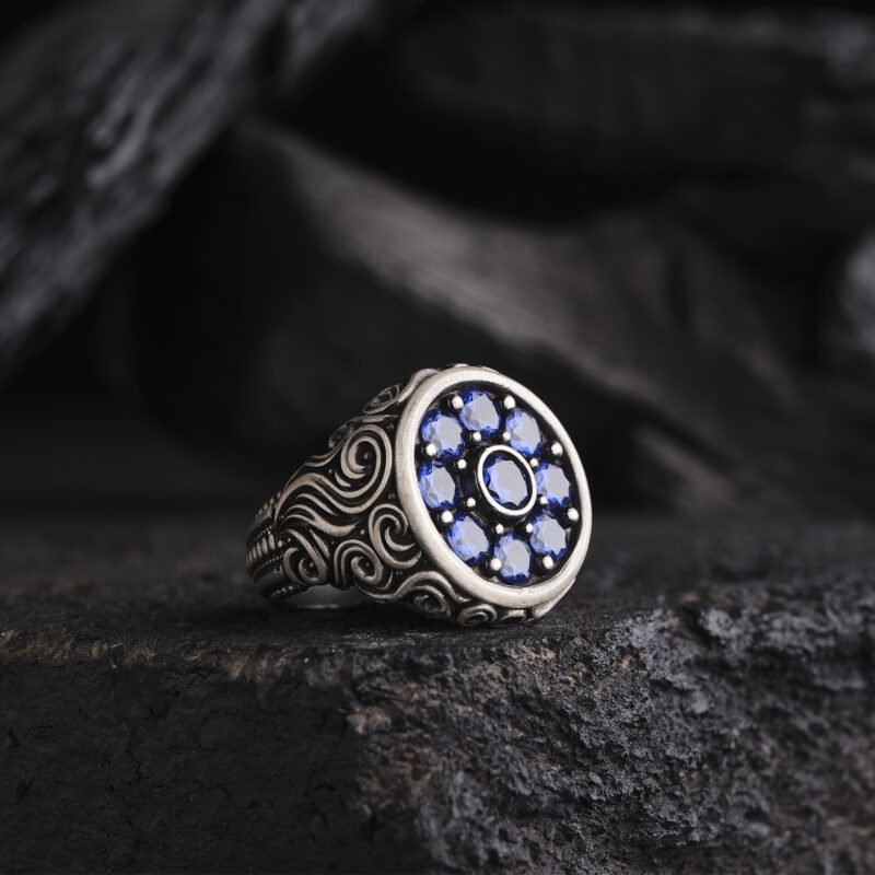 Aqua Zirkon Taşlı Mavi Yüzük Modeli