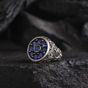 Aqua Zirkon Taşlı Mavi Yüzük Modeli