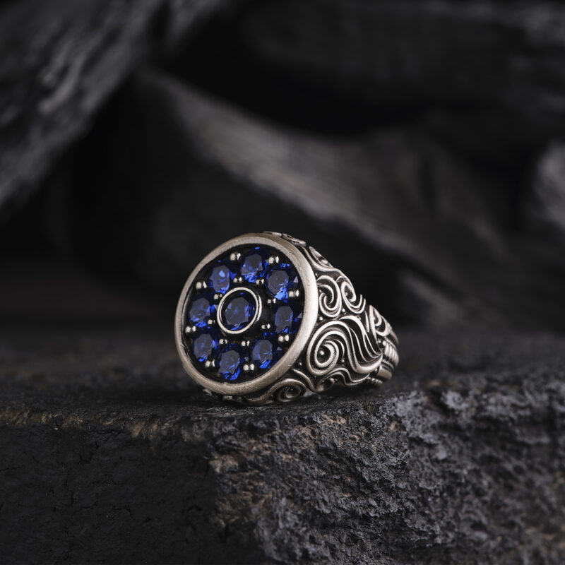 Aqua Zirkon Taşlı Mavi Yüzük Modeli