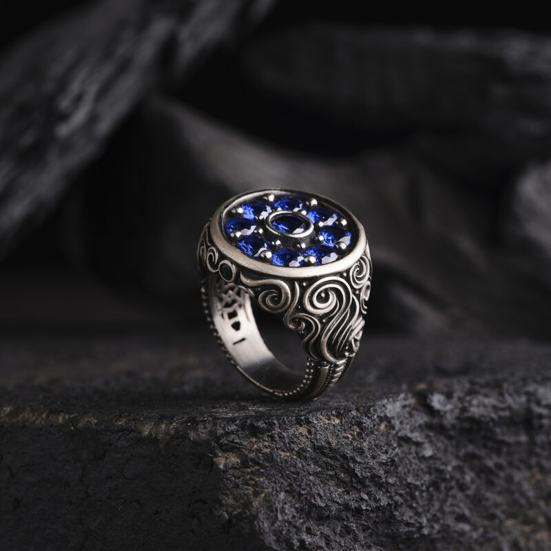 Aqua Zirkon Taşlı Mavi Yüzük Modeli