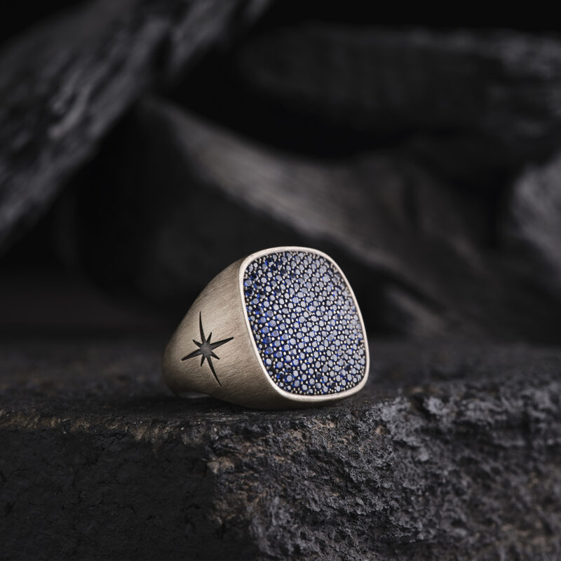 Lacivert Mikro Taşlı Yüzük