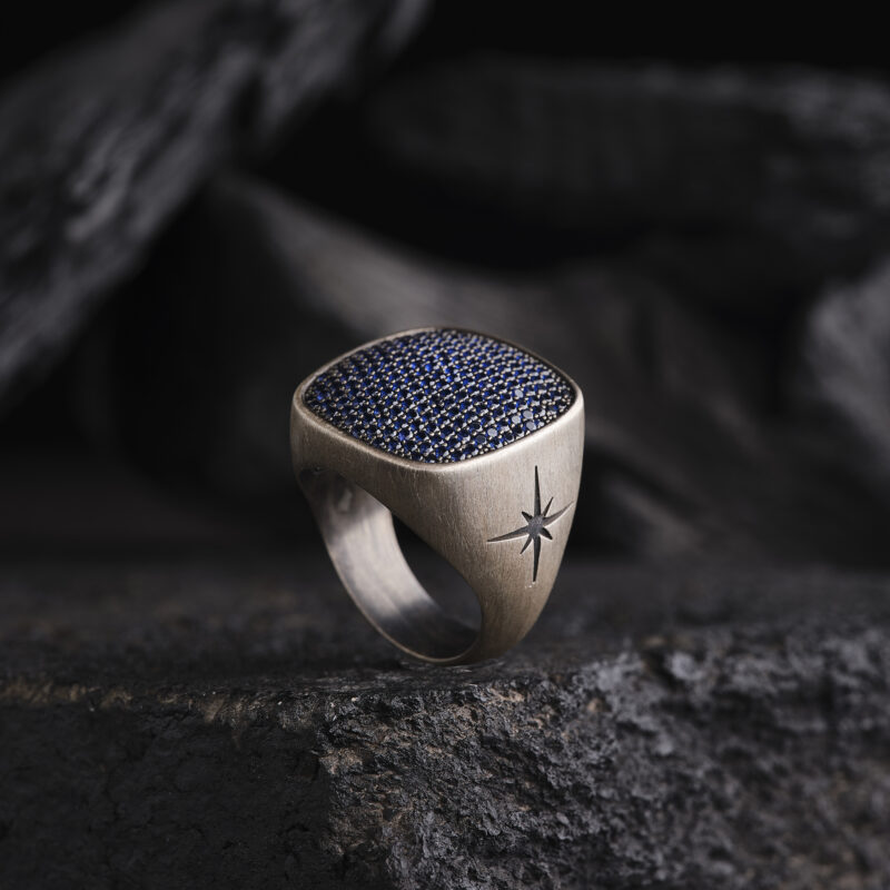 Lacivert Mikro Taşlı Yüzük