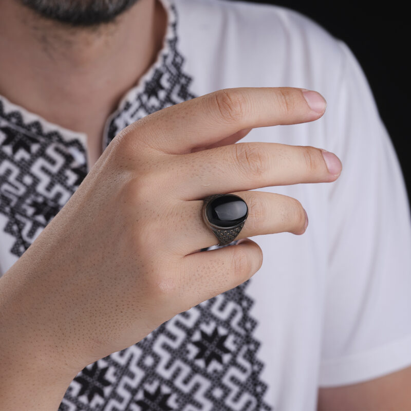 Siyah Onix Taşlı Yüzük