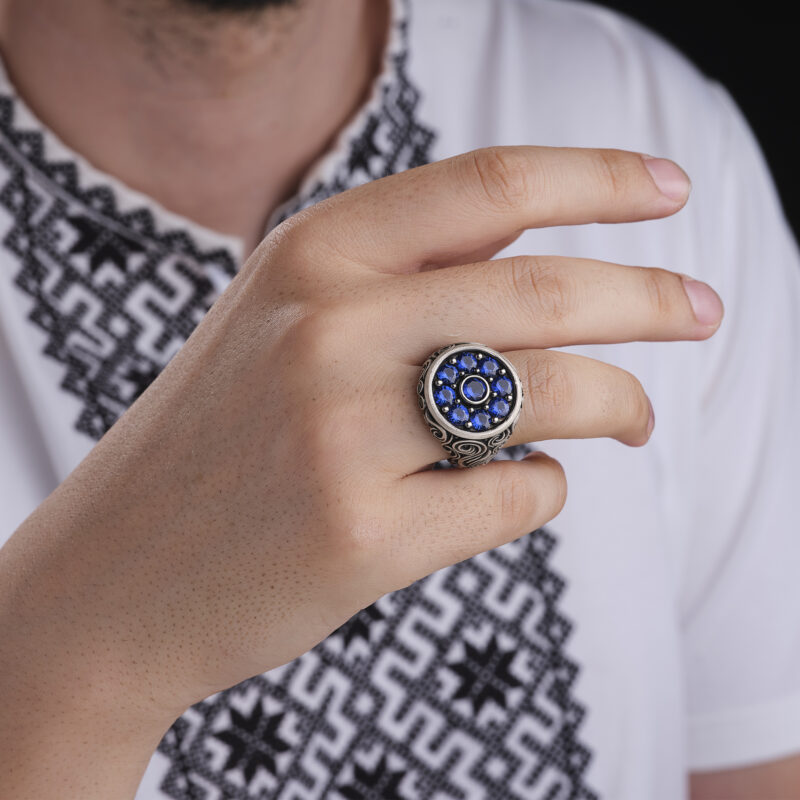 Aqua Zirkon Taşlı Mavi Yüzük Modeli