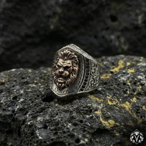 Aslan Figürlü Kişiye Özel Gümüş Yüzük