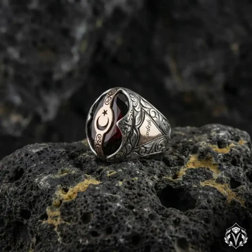 Ay Yıldızlı Gümüş Yüzük