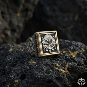 Osmanlı Tuğrası Kare Gümüş Yüzük