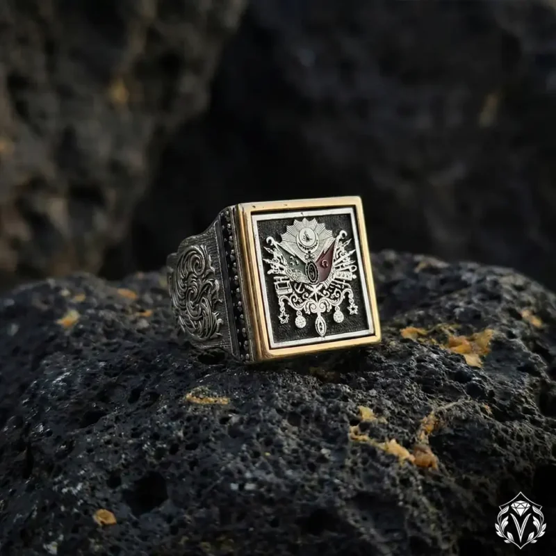 Osmanlı Tuğrası Kare Gümüş Yüzük