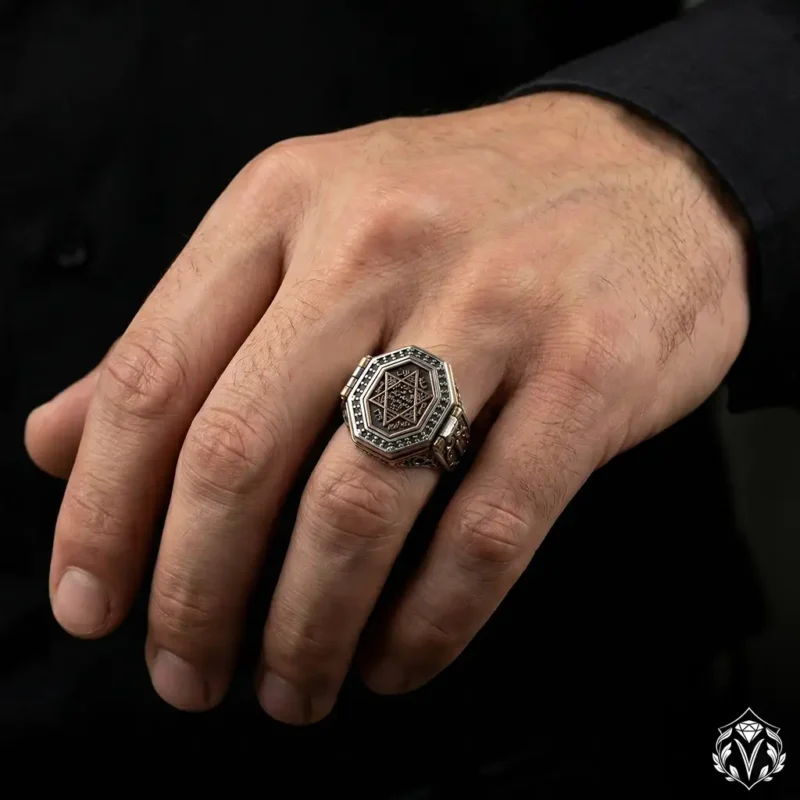 Süleyman Mührü Kapaklı Gümüş Yüzük