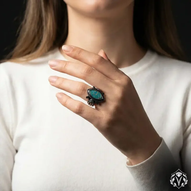 1 Yeşil Aşk Modeli 925 Ayar Mekik Kadın Yüzük