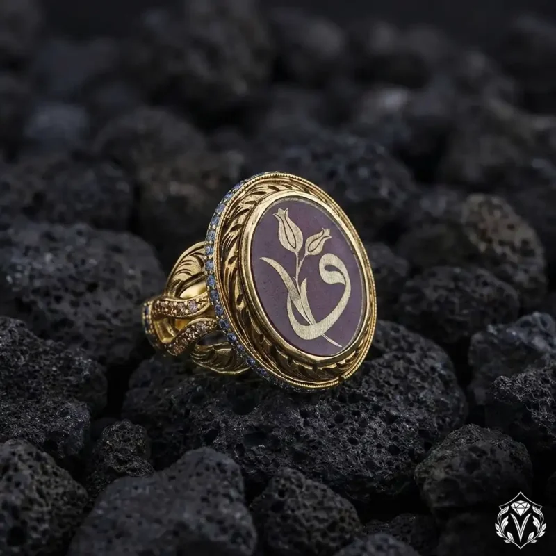 Vav Lale Desenli Bayan Yüzük Modeli