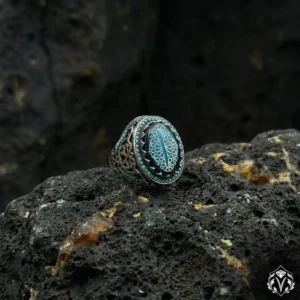 Elif İşaretli Motifli Taş İşlemeli Gümüş Yüzük