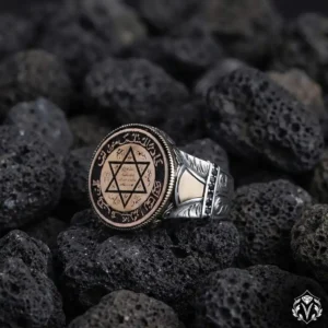 Yuvarlak Otantik Süleyman Mührü Gümüş Yüzük