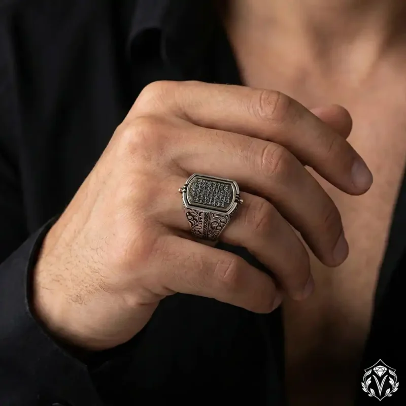 Dönmeli Ayet-el Kürsi Gümüş Yüzük