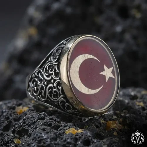 Teşkilat Ay Yıldızlı Gümüş Yüzük