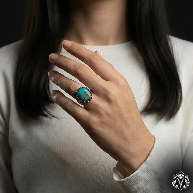 Orjinal Firuze Taşlı Bayan Gümüş Yüzük