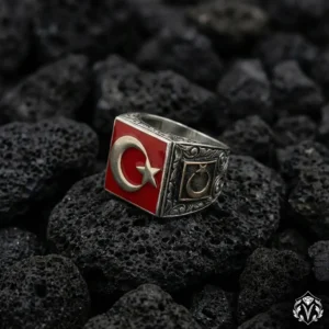 Ay Yıldızlı Gümüş Yüzük