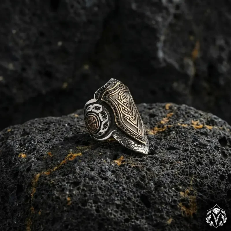 2 La Galibe İllallah Yazılı Zihgir Gümüş Yüzük