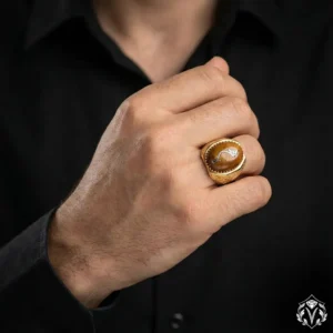 Altın Kaplama Kuka Taşlı Kakma Yüzük Modeli