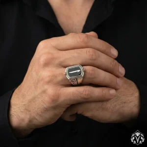 Elif ve Ay Yıldızlı Çift Yönlü Gümüş Yüzük