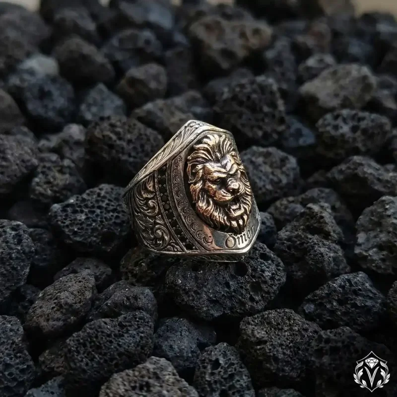 Aslan Figürlü Kişiye Özel Gümüş Yüzük