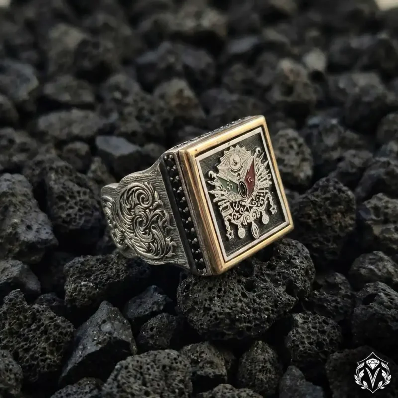 Osmanlı Tuğrası Kare Gümüş Yüzük