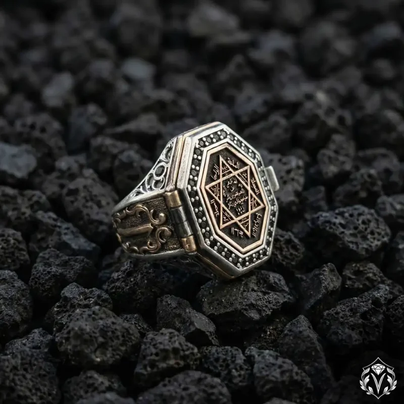 Süleyman Mührü Kapaklı Gümüş Yüzük